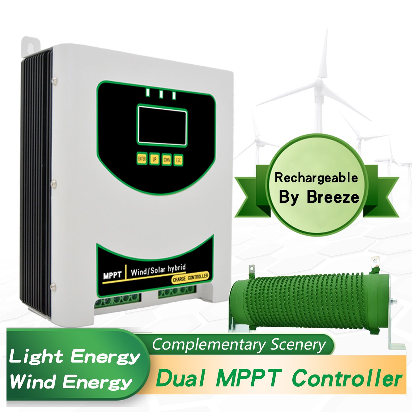 3000w wind Solar Hybrid Charge Controller for surveillance system with LCD color screen