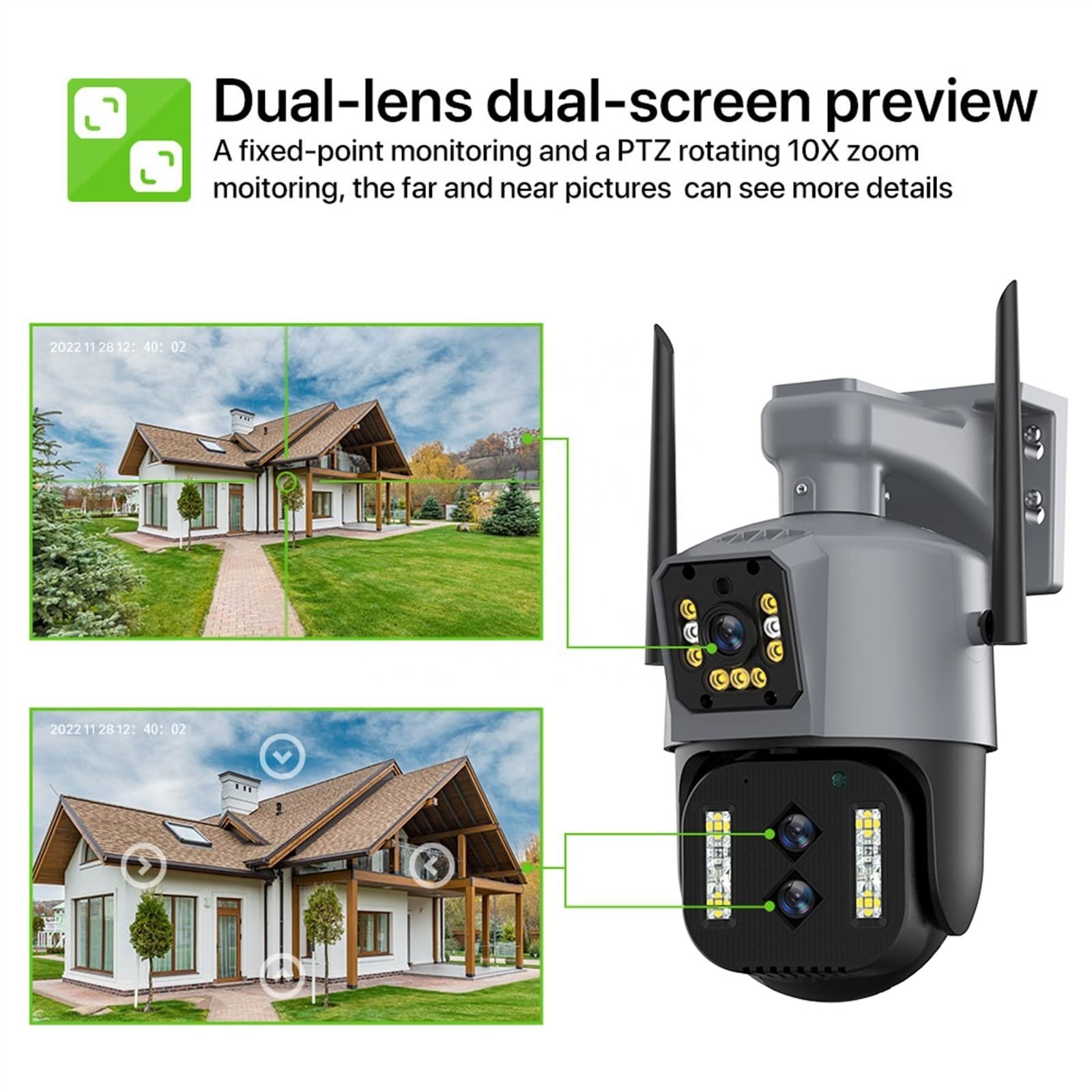 Optical Zoom Surveillance CCTV WIFI Security Camera System IP Network Camera PTZ Dual Lens Network Camera Outdoor Hot Sell 10X