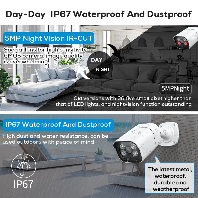 8CH 4K Poe NVR Kit 8MP Outdoor Waterproof Bullet IP Camera 8T HDD CCTV System NVR Audio Record Video Surveillance Kits