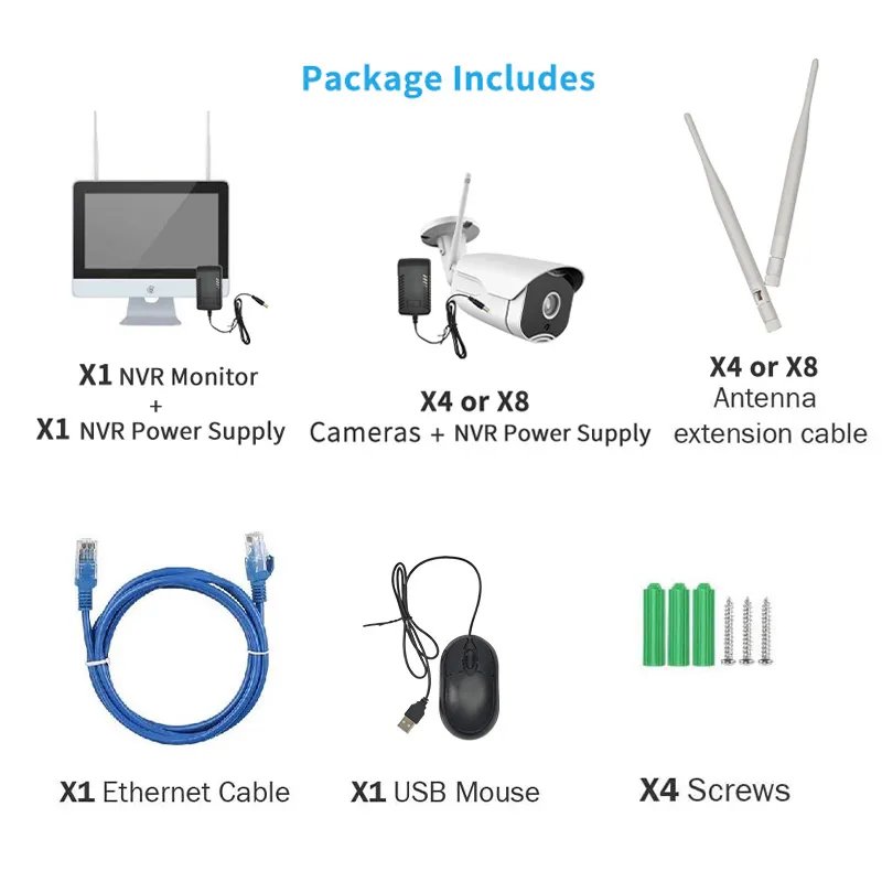 Hot sale surveillance systems nvr wifi security camera system wireless nvr 4 channel wifi nvr system kit
