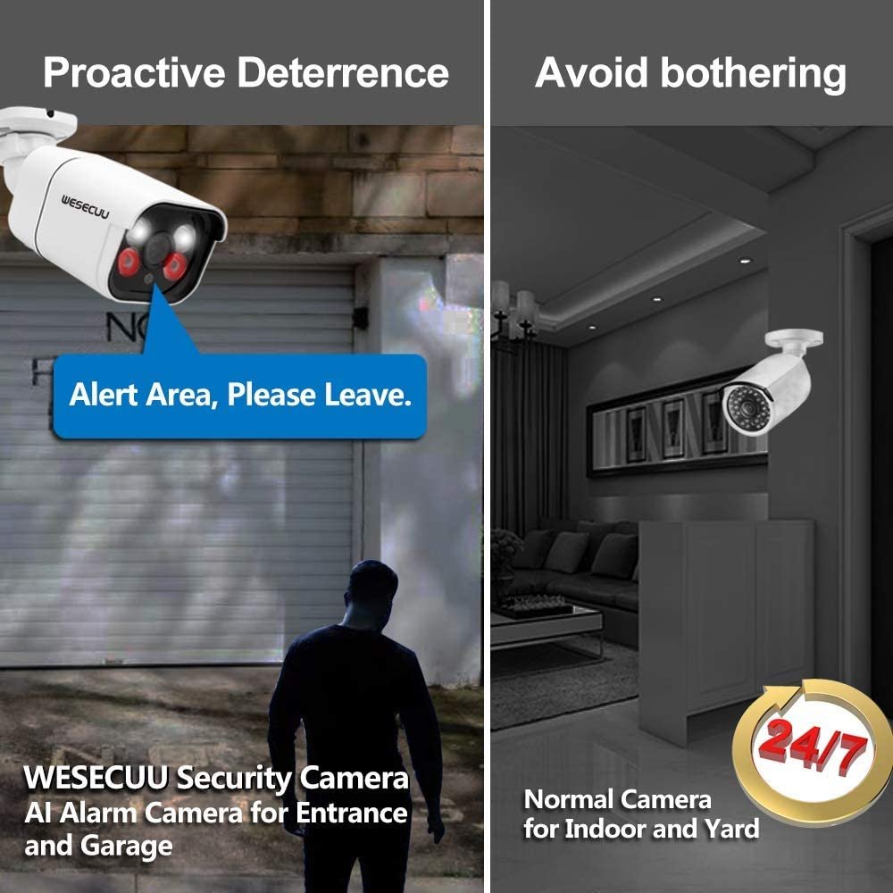 WESECUU Best selling 4CH POE AI Alarm NVR KIT 8mp 4k network security surveillance system cctv camera