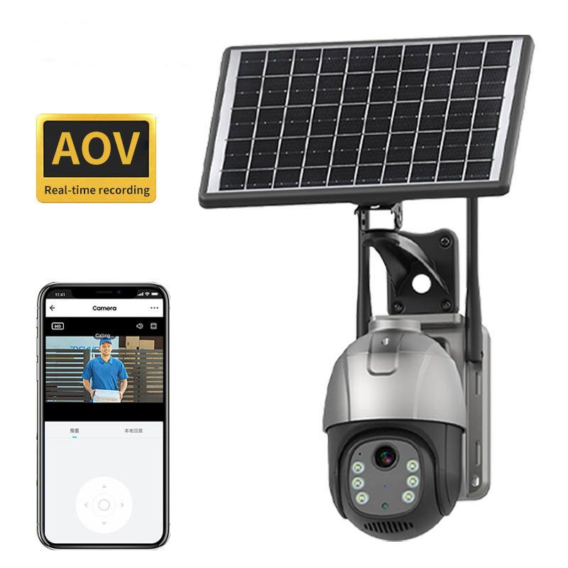 outdoor street light wireless cctv surveillance solar system AOV smart AI wifi 4g security battery camera PTZ with sim card slot