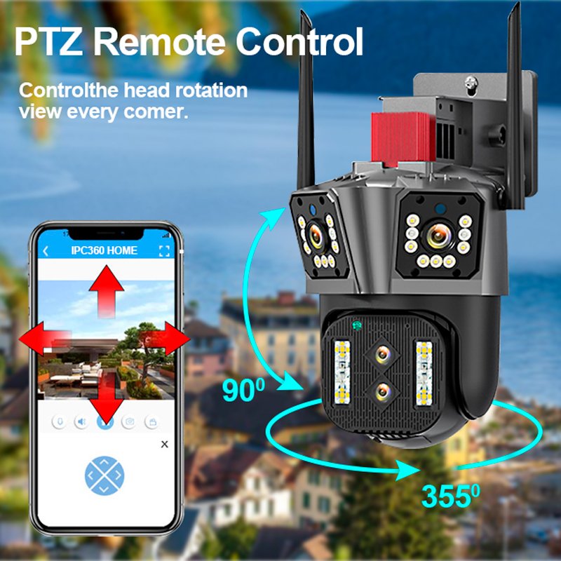 Wistino 8K Outdoor 10X Optical Zoom Surveillance Cctv WIFI Security Camera System 8MP Camera Ptz Four Lens Network Camera