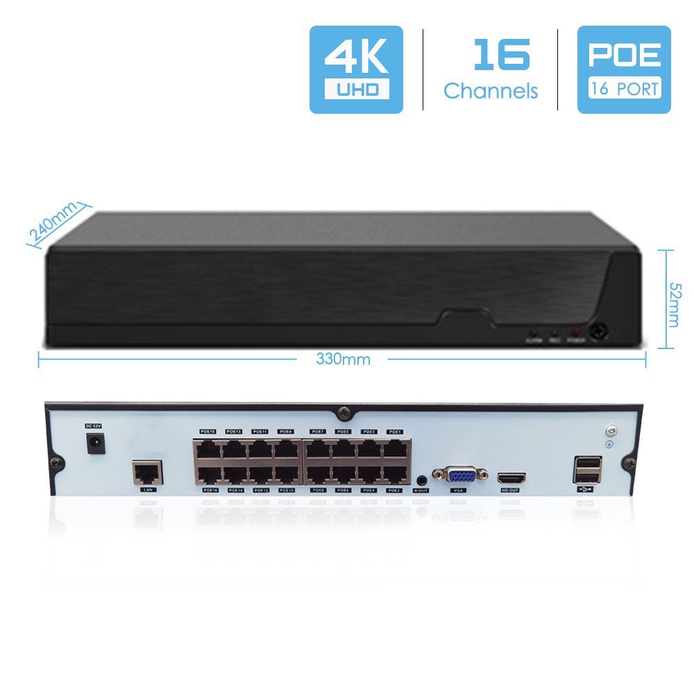 16CH 8MP 4K IP POE Face Detection Camera System OEM Microphone Audio Record Security Bullet Dome Network Monitor CCTV NVR Kit