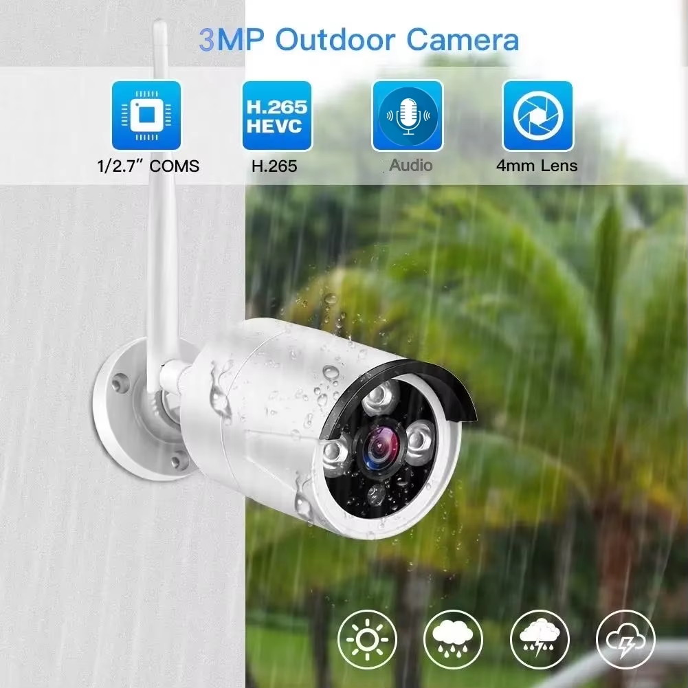 NVR 3MP Wireless Security Camera System Outdoor P2P WiFi IP Camera Set 8CH CCTV Camera Video Surveillance Kit Home NVR Set
