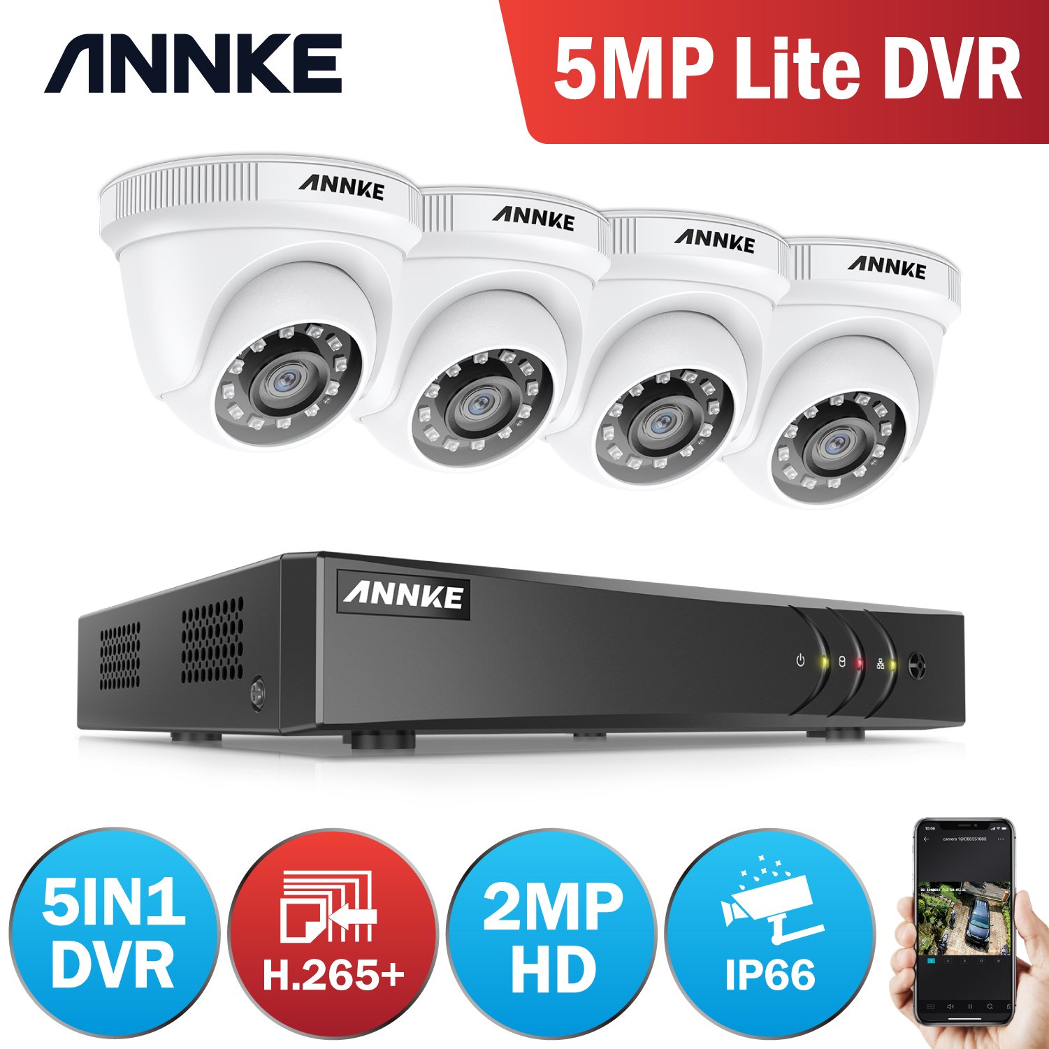 ANNKE 8CH 5MP HD Analog TVI Turret Security Camera with Smart IR Night Vision 5MP 5 in 1 DVR Surveillance Camera System 2024