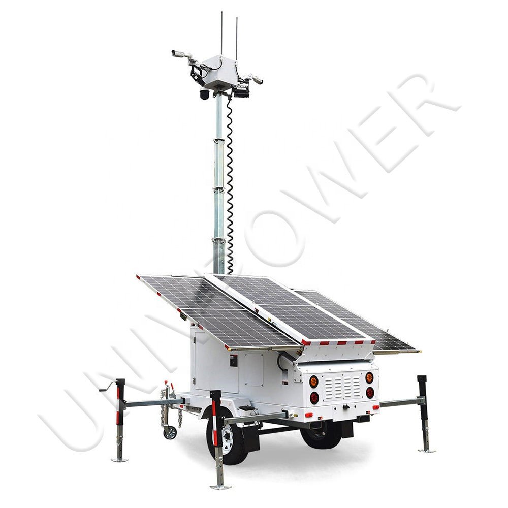 Mobile solar powered lighting trailer safety camera for mining monitoring solar energy system
