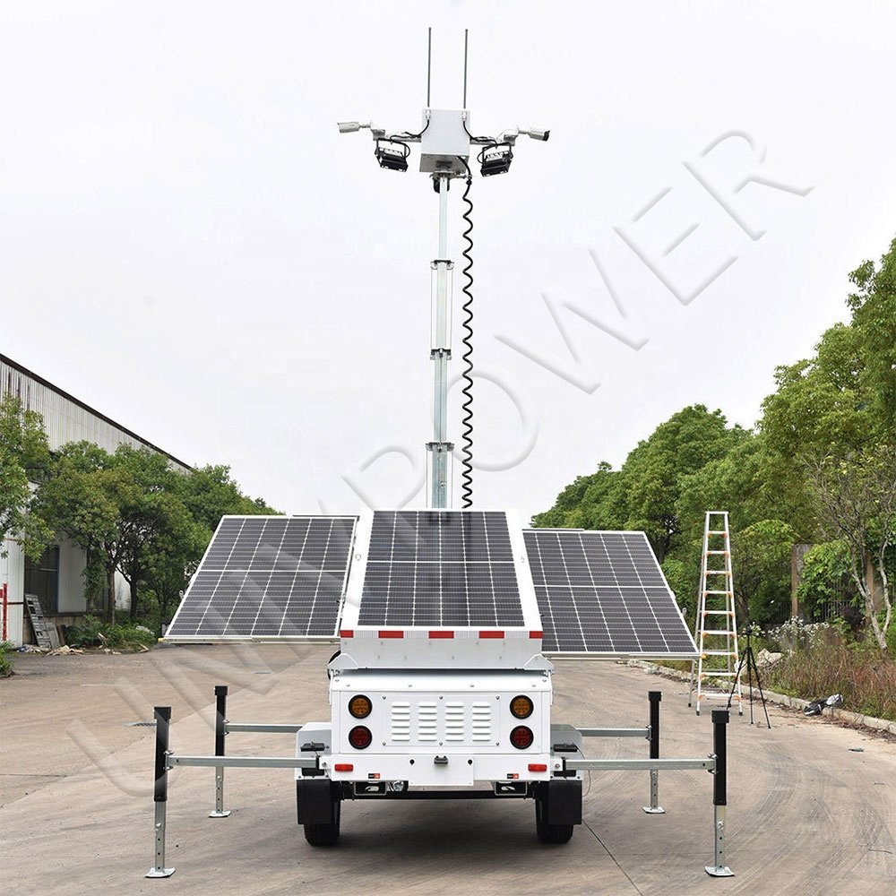 Mobile solar powered lighting trailer safety camera for mining monitoring solar energy system