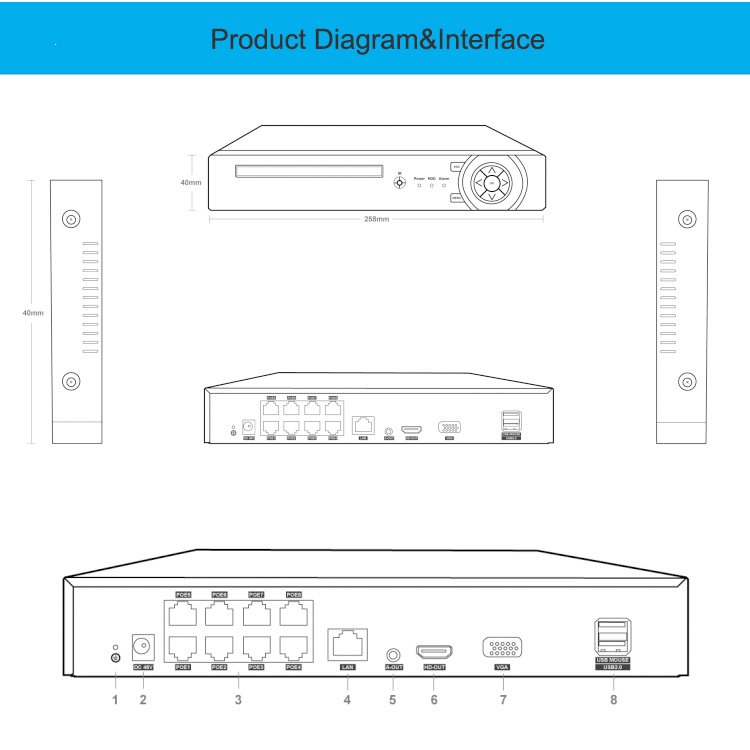 Factory Outdoor 1080 8MP 5MP 2MP 4CH Security Set 4K AHD DVR Kit Camera Video Surveillance 4 Channel CCTV security camera system