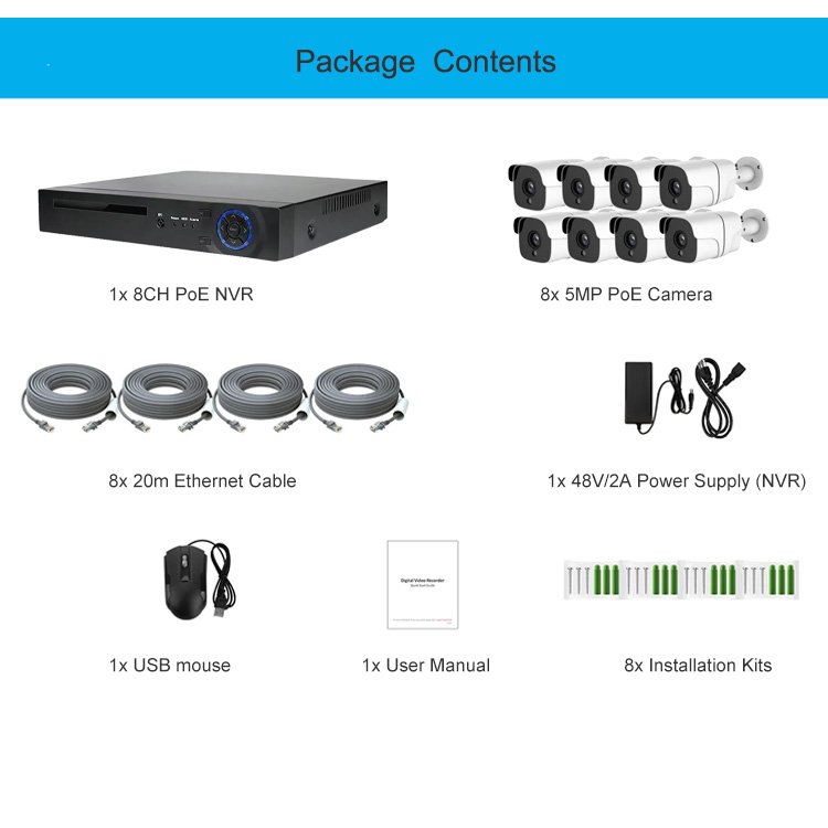 Factory Outdoor 1080 8MP 5MP 2MP 4CH Security Set 4K AHD DVR Kit Camera Video Surveillance 4 Channel CCTV security camera system