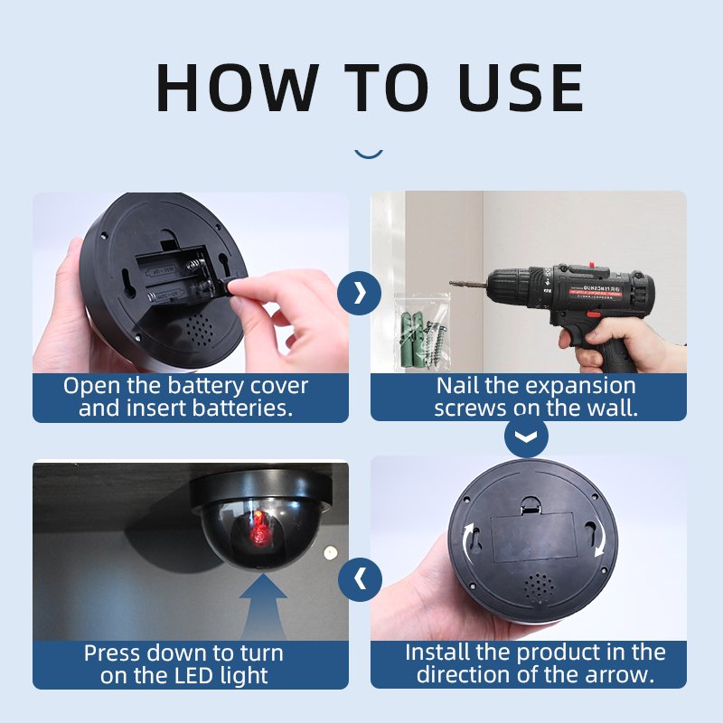 Wireless Fake Security Surveillance System Realistic Look CCTV Home Security Camera with Flashing Red LED Light