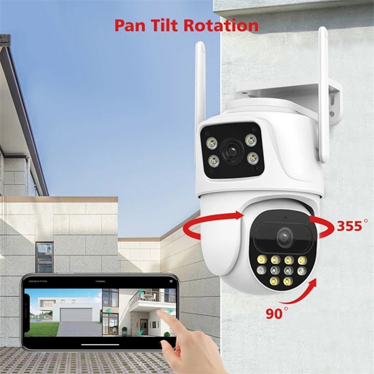 Rscamtom 6MP Camera for Agricultural Monitoring Outdoor Dual Lens Waterproof Wifi Camera for Emergency Response Monitoring