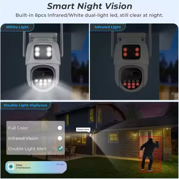 Rscamtom 6MP Camera for Agricultural Monitoring Outdoor Dual Lens Waterproof Wifi Camera for Emergency Response Monitoring