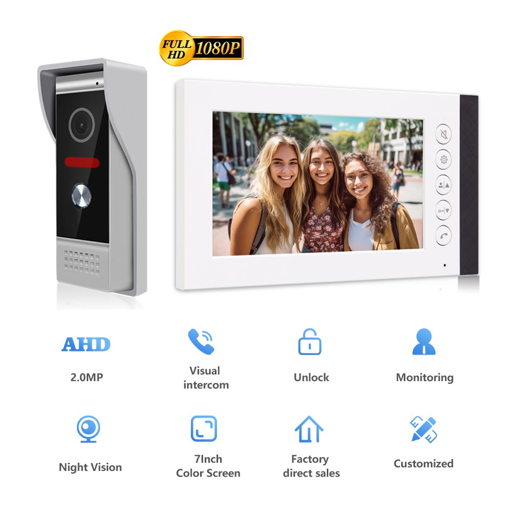 Manufacturer Wholesale 4 Wire Door Intercom Waterproof Ahd Camera 7 Inch Villa Video Intercom For Home