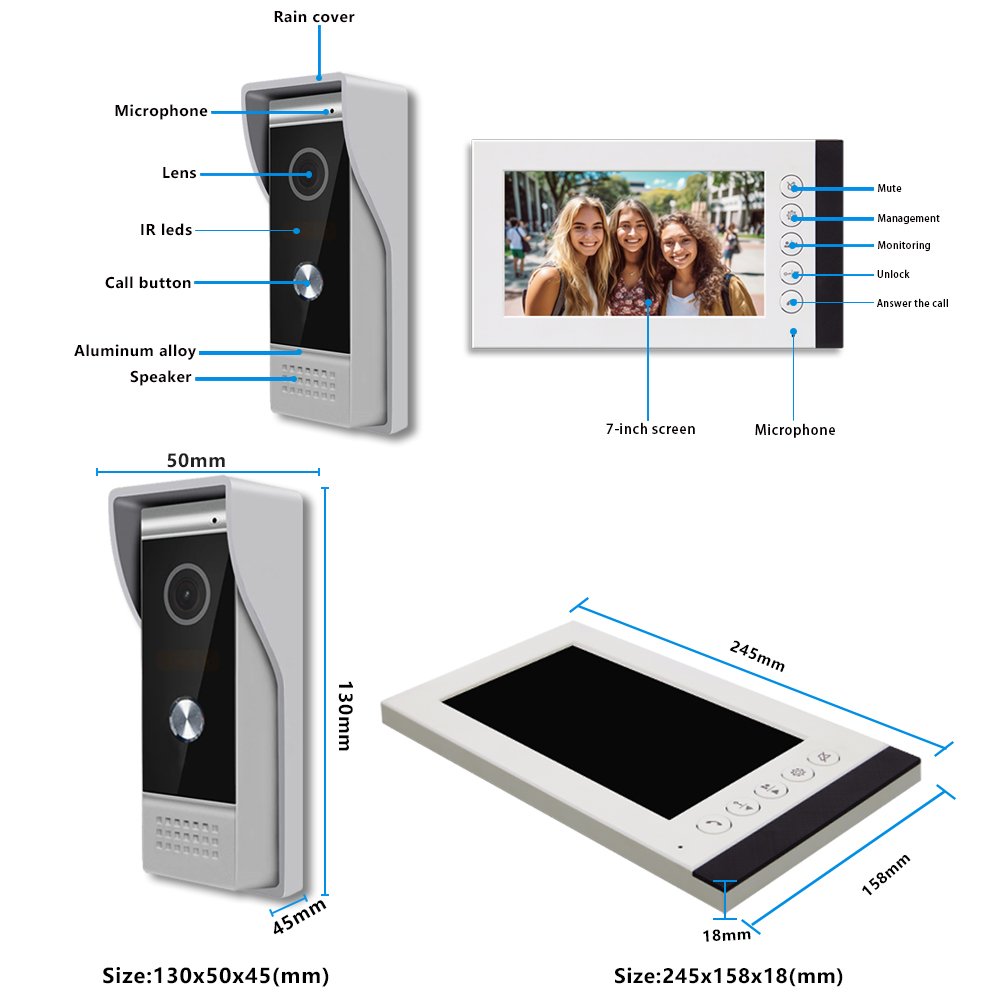 Manufacturer Wholesale 4 Wire Door Intercom Waterproof Ahd Camera 7 Inch Villa Video Intercom For Home