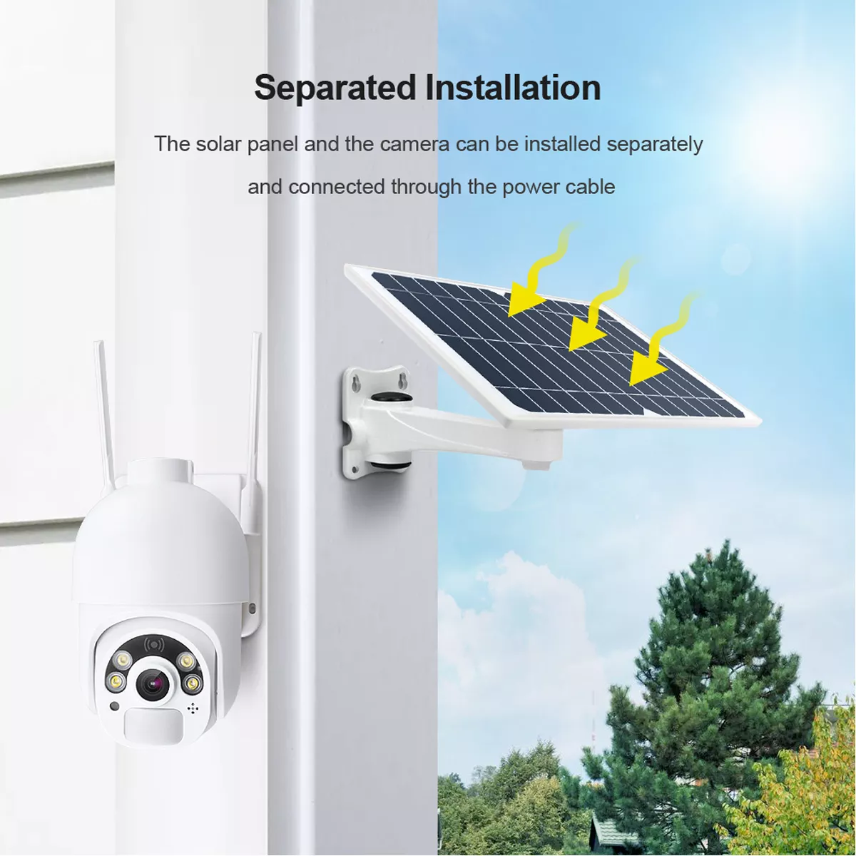 Full HD 3MP outdoor Security Night Vision Built Mic SD Micro SD Memory Card Storage Options Solar Powered Network Camera