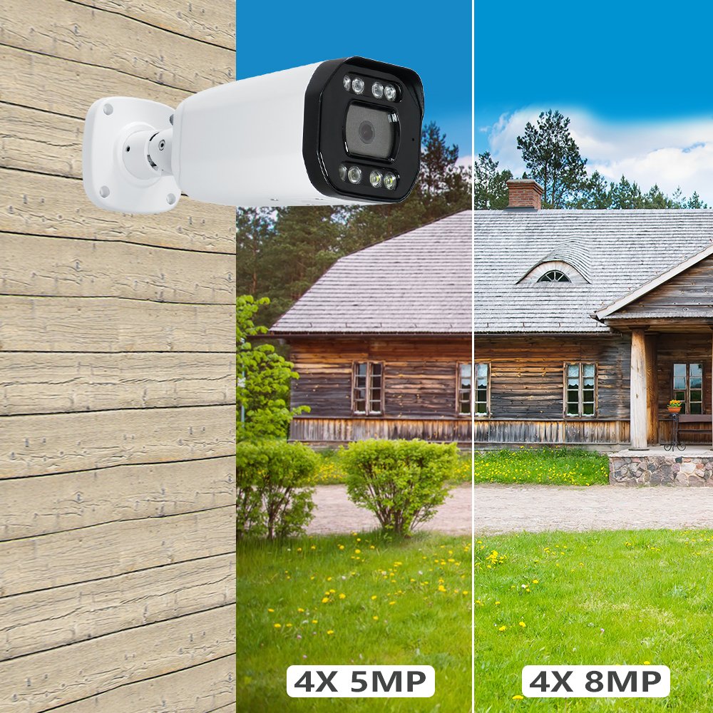 Metal Outdoor Alarm 4X 4K Security Camera System for Home CCTV 8MP Bullet Colorvu Bullet AI Ip External Surveillance Cameras