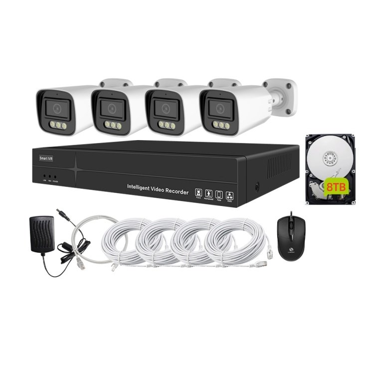 Factory 4K 4Channel 8MP 4CH Security Camera kit Outdoor Home AI PoE NVR Kit Cctv Ip Cameras Surveillance Security Camera System