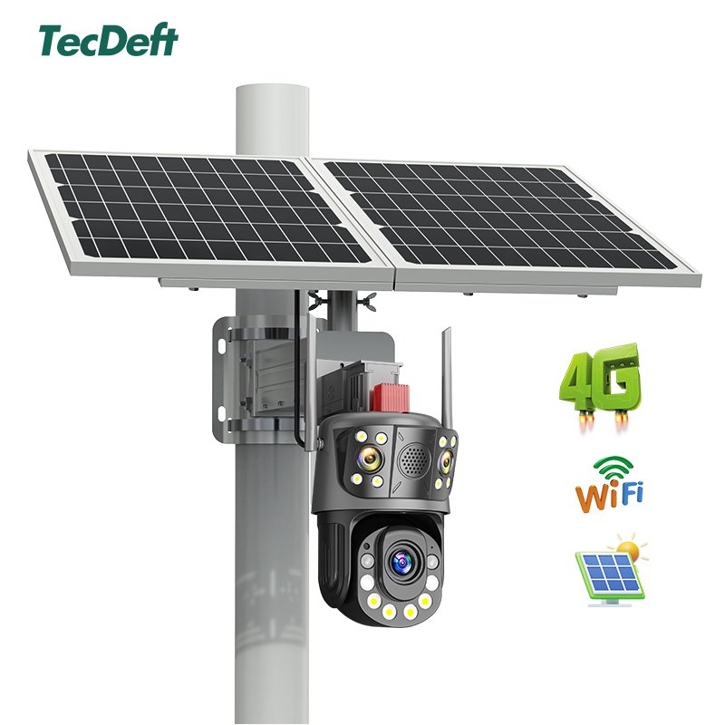 TecDeft Solar Powered Panels 4g Sim Card/Wifi Surveillance Wireless Home Security Network Cctv System Outdoor Wifi Ip Camera