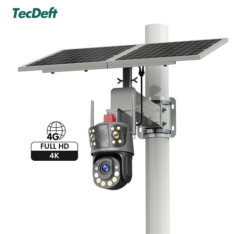 TecDeft Solar Powered Panels 4g Sim Card/Wifi Surveillance Wireless Home Security Network Cctv System Outdoor Wifi Ip Camera