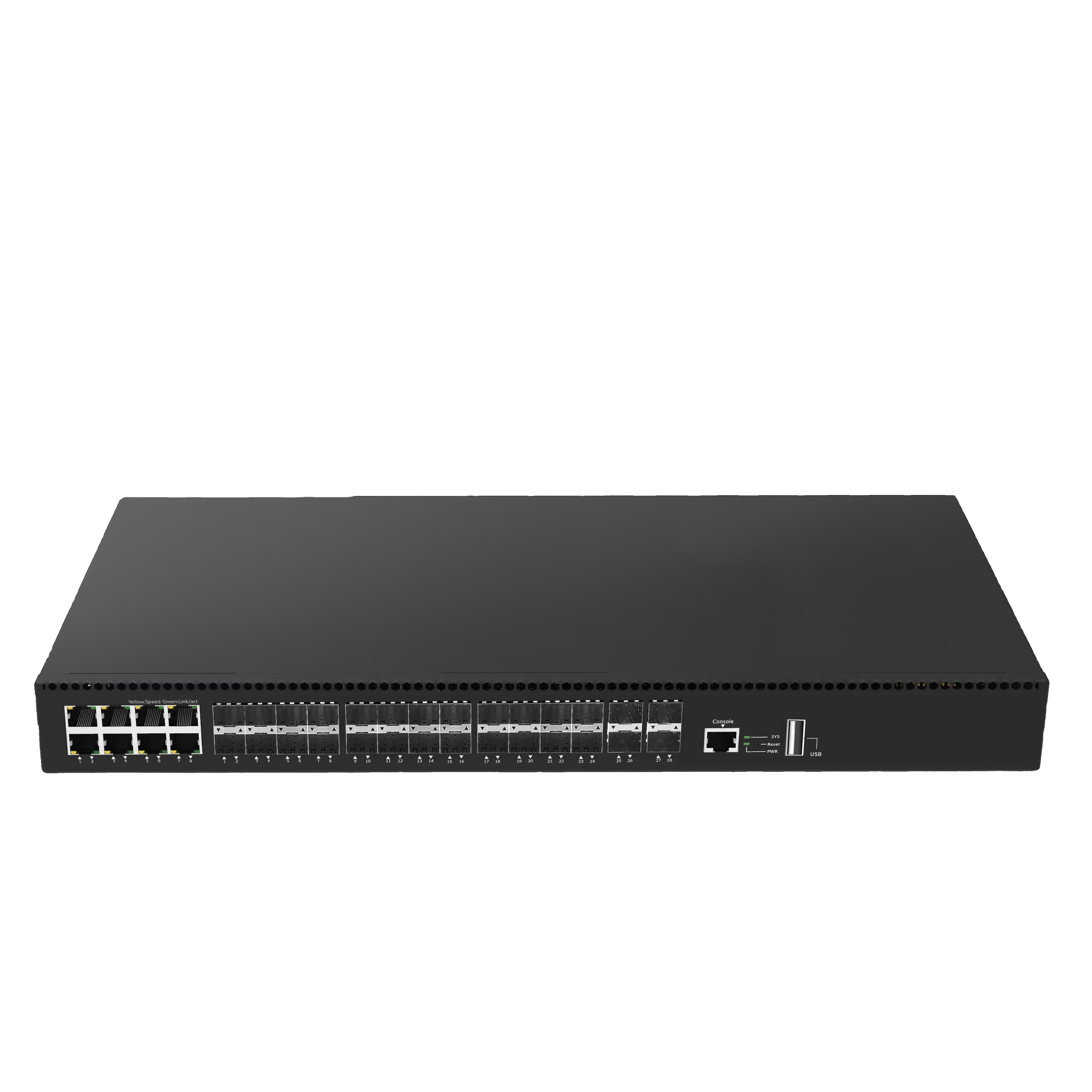 Rack-mount 4 x 1G 2.5G 10G SFP+ 8 x Gigabit Combo(RJ45/SFP) 16 x Gigabit SFP Layer2+ Managed Ethernet Switch