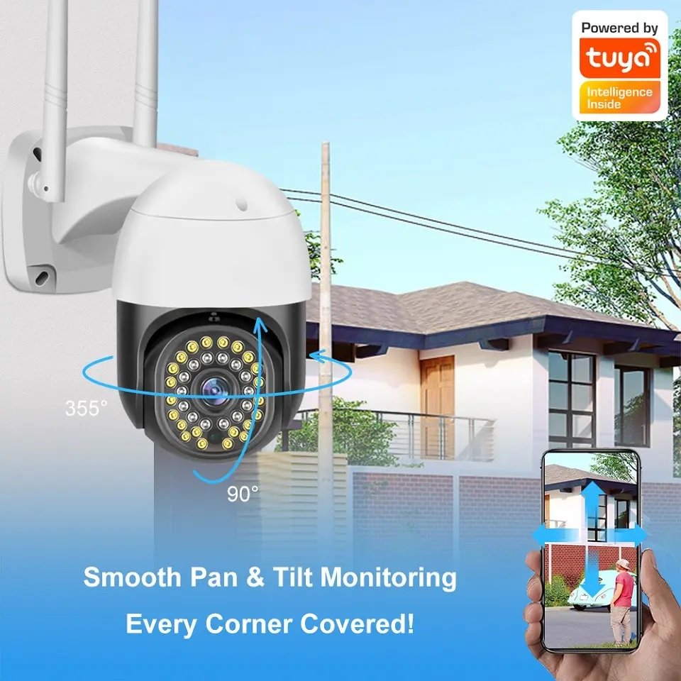 tele camera wifi 360 degree outdoor security video camera 1080p hd ip cctv motion detection dual light color night vision camera