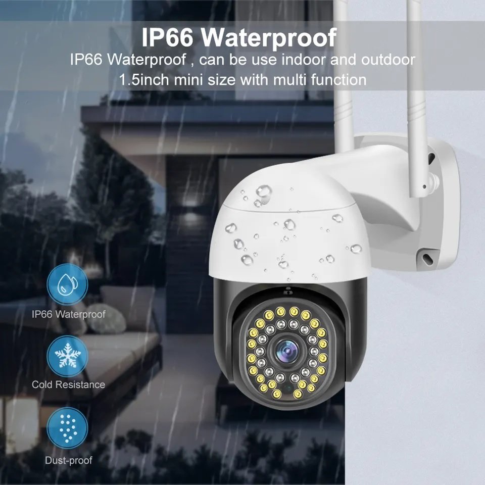 tele camera wifi 360 degree outdoor security video camera 1080p hd ip cctv motion detection dual light color night vision camera