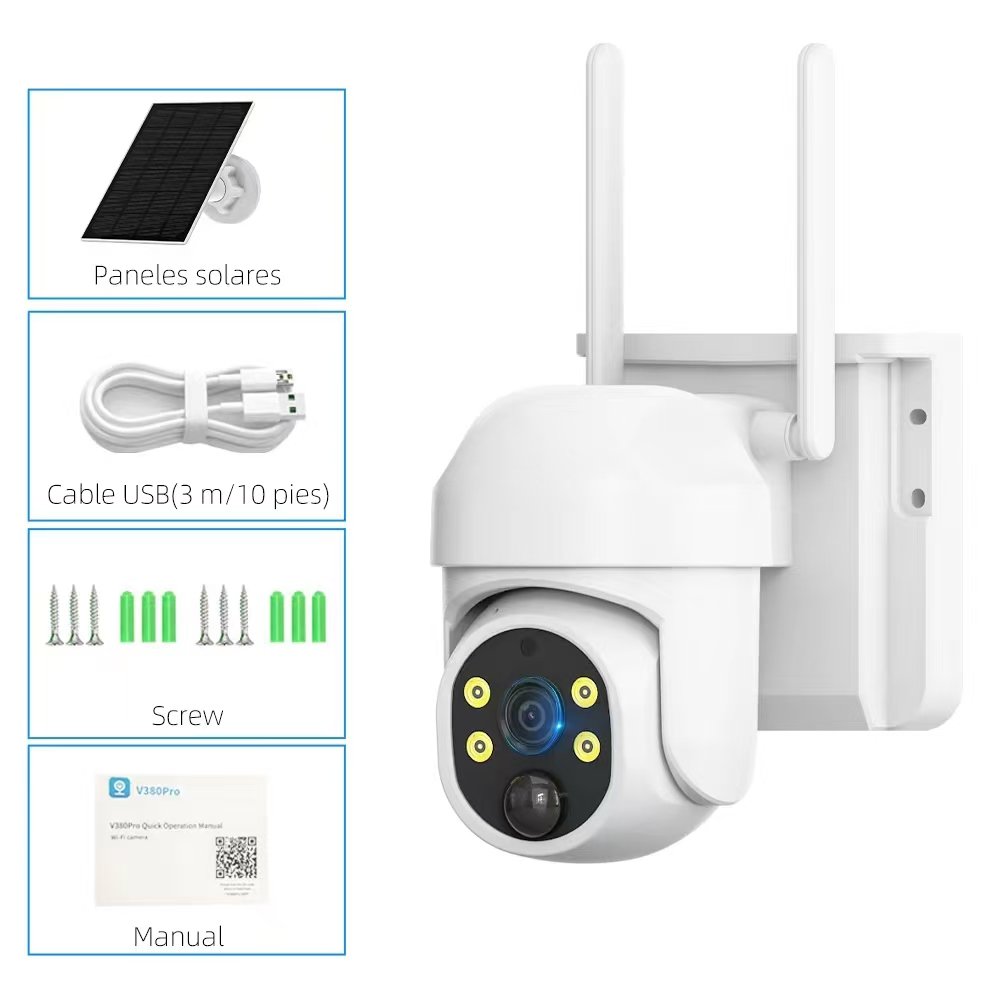 V380 Pro Solar Wireless Wifi Dual Lens Security System With Ptz Motion Detection 4g sim card Cctv Surveillance Solar Camera