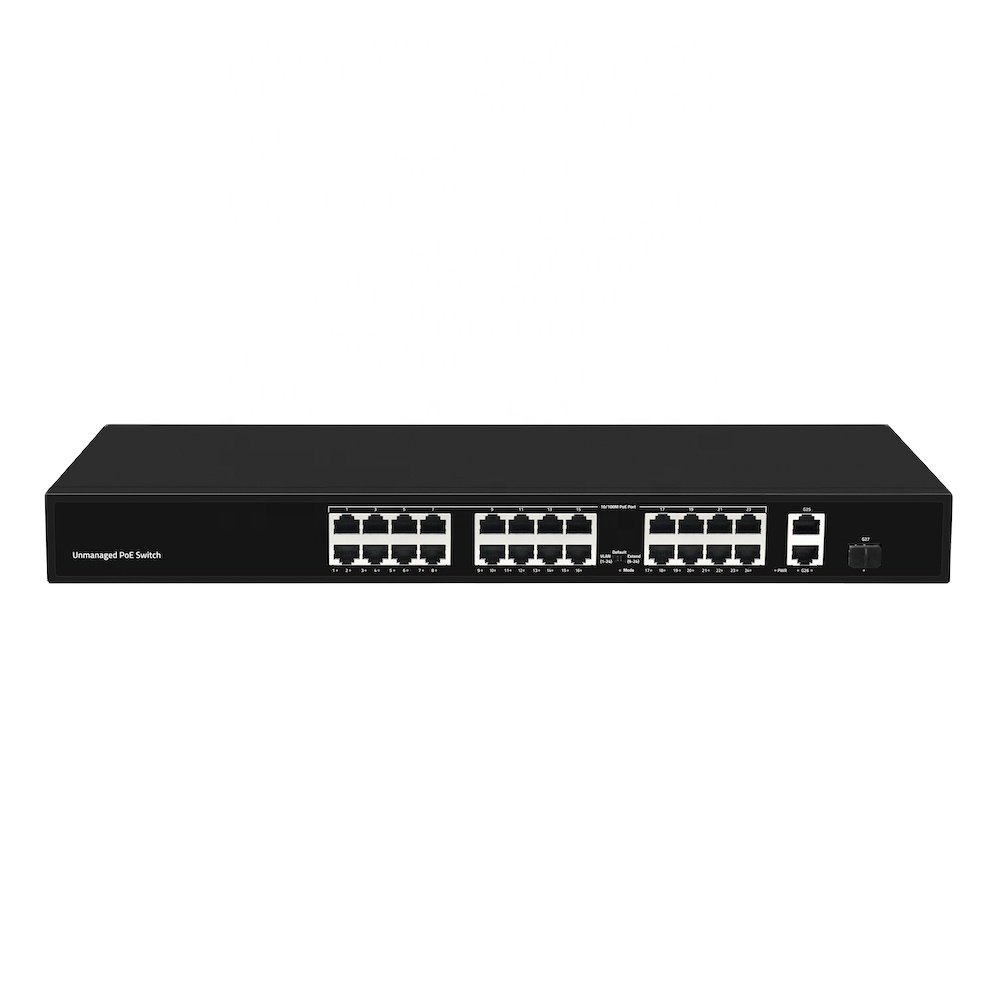 2024 factory 24 ports 2 SFP ports PoE switch with 2 Gigabit Ethernet uplink ports support VLAN off extend