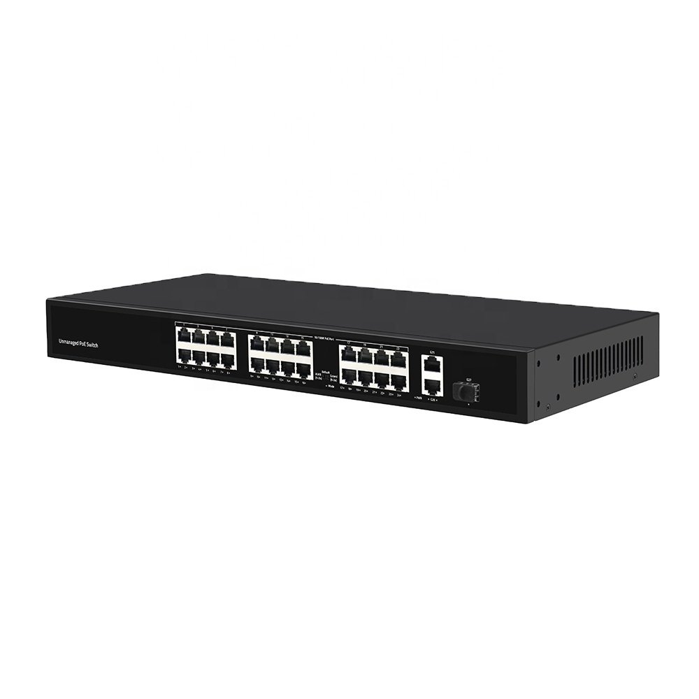 2024 factory 24 ports 2 SFP ports PoE switch with 2 Gigabit Ethernet uplink ports support VLAN off extend