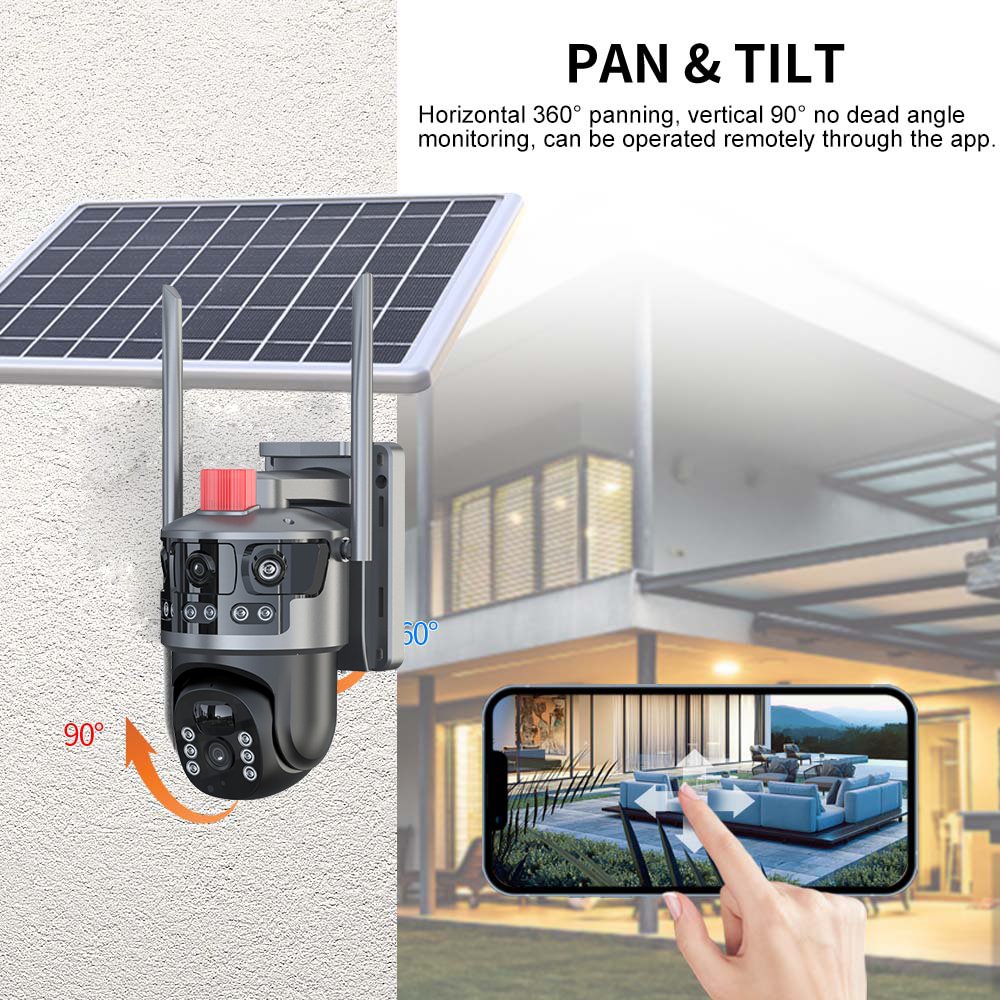 Home Security Camera System Wireless 6K Full HD 4G Low Power Dual Light Color Night Vision Outdoor Solar Surveillance Camera