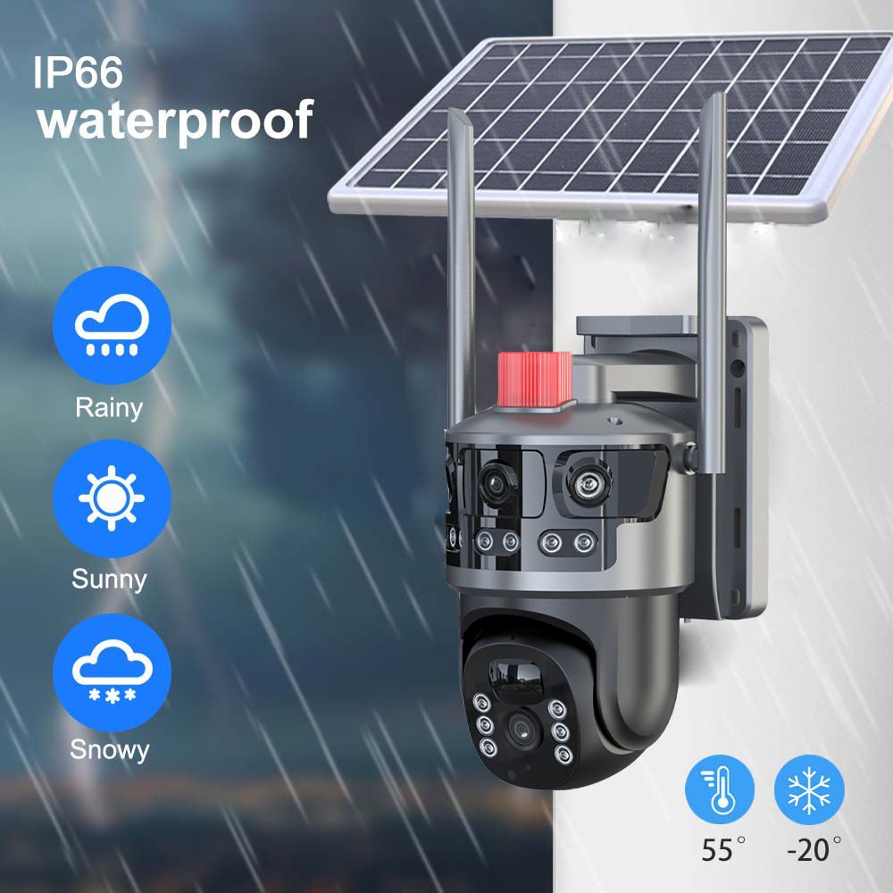 Home Security Camera System Wireless 6K Full HD 4G Low Power Dual Light Color Night Vision Outdoor Solar Surveillance Camera