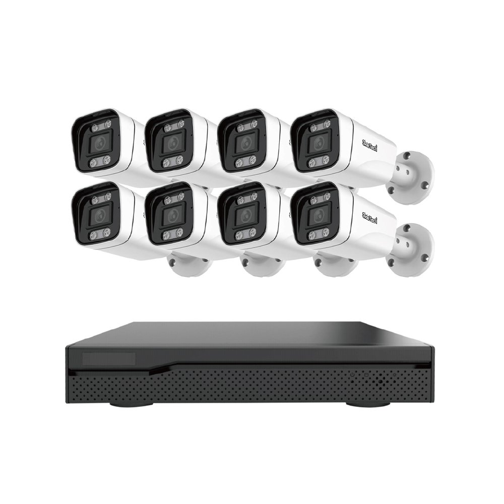 JideTech 5MP Video Security Camera System Waterproof Bullet Cameras Indoor Outdoor CCTV Surveillance Camera System 2 Way Audio