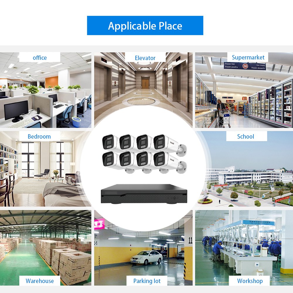 JideTech 5MP Video Security Camera System Waterproof Bullet Cameras Indoor Outdoor CCTV Surveillance Camera System 2 Way Audio