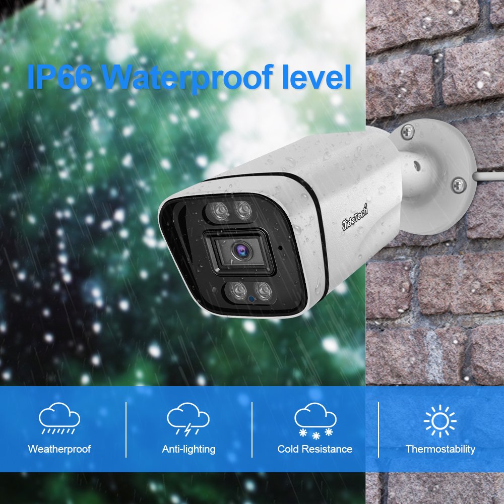 JideTech 5MP Video Security Camera System Waterproof Bullet Cameras Indoor Outdoor CCTV Surveillance Camera System 2 Way Audio