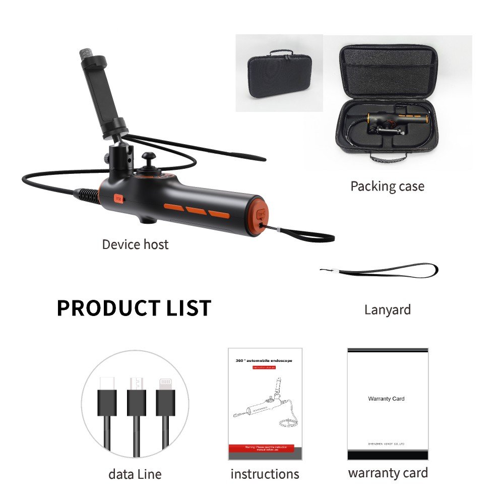 China VSNDT WS-TC 360 degree borescope camera portable endoscope camera with Android and IOS dual systems car videoscope