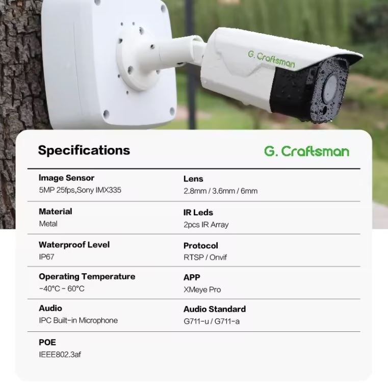 GX-ZFI-M6S(AG) 6MP POE IP Camera Security Built-in Mic CCTV Video Surveillance System Low lux XMEYE G5S GCraftsman