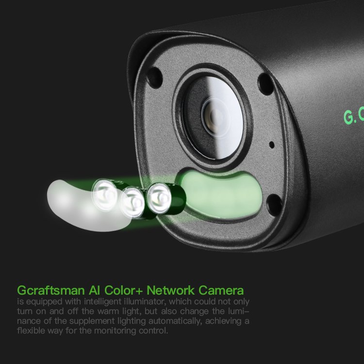 GA-YUFW-M8SS-B GCraftsman Outdoor Full Color Bullet CCTV IP POE Black Camera with Two-way Audio SD Card Slot