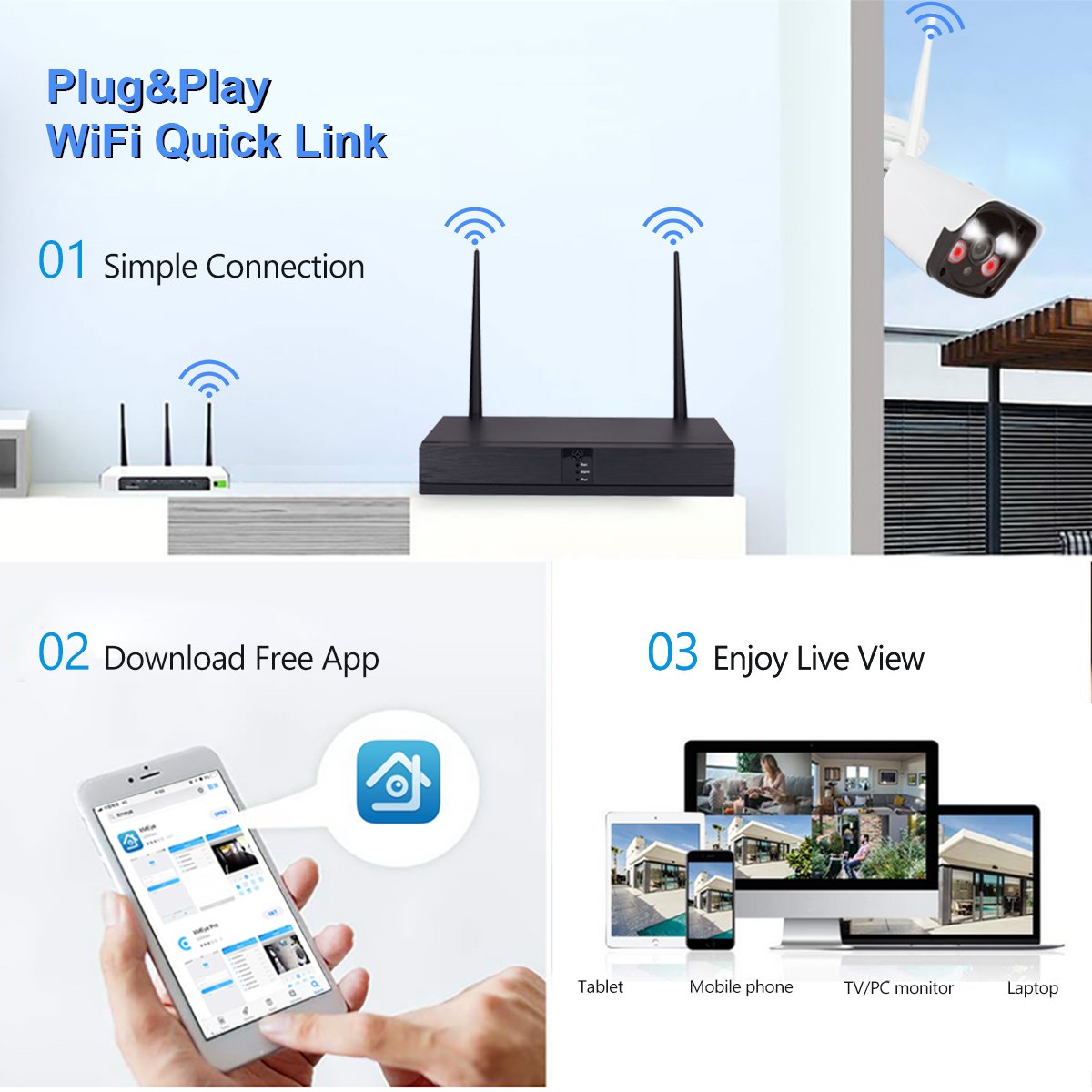 WESECUU OEM/ODM factory price 1TB hard disk xmeye app night vision surveillance ip camera cctv wireless cameras cctv camera kit