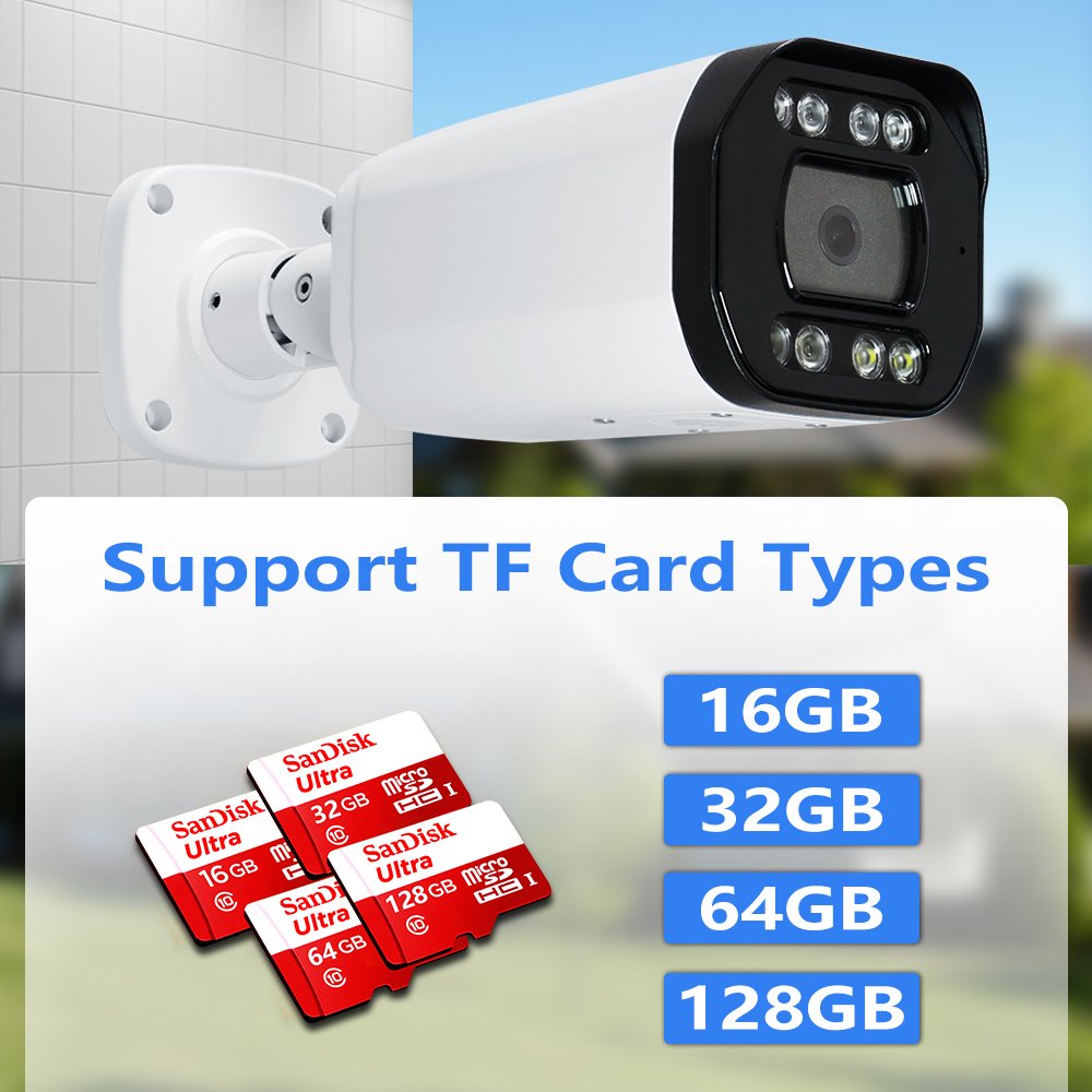 Commercial Security System 4X Zoom Bullet Camera 128GB TF Card 4mm Lens Video Surveillance Outdoor Bullet IP Cam