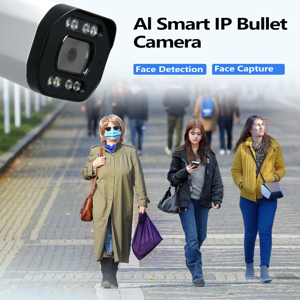 Commercial Security System 4X Zoom Bullet Camera 128GB TF Card 4mm Lens Video Surveillance Outdoor Bullet IP Cam