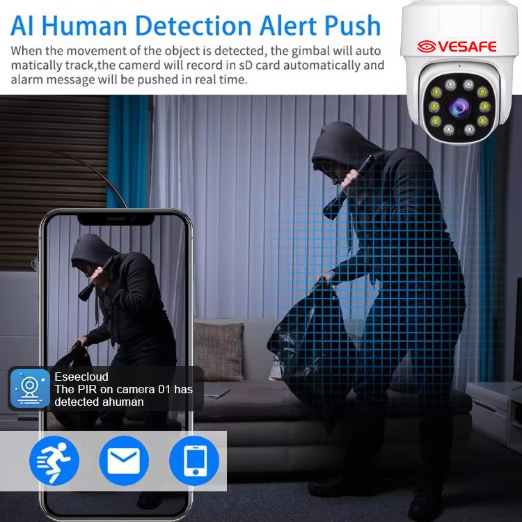 Vesafe 360 Degree Surveillance 3MP 4 8 Channel 8ch Wifi Wireless Poe Nvr Set Alarm Home Security Cctv Camera System