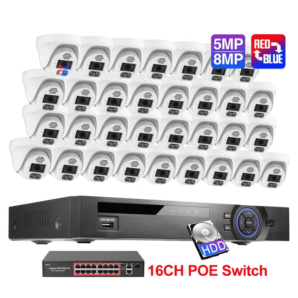 Spot Fast Delivery Wifi Ptz Nvr 8 16 32 Channel 5MP 8MP 4k Cctv Kit Wireless Security Camera Video Surveillance System
