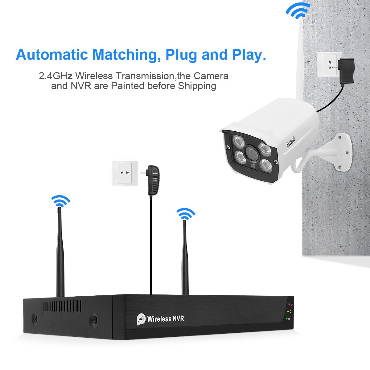 JideTech 1080P Wifi CCTV Camera Home Security HD IR 1080P 4CH 2MP Night Vision Security Camera System