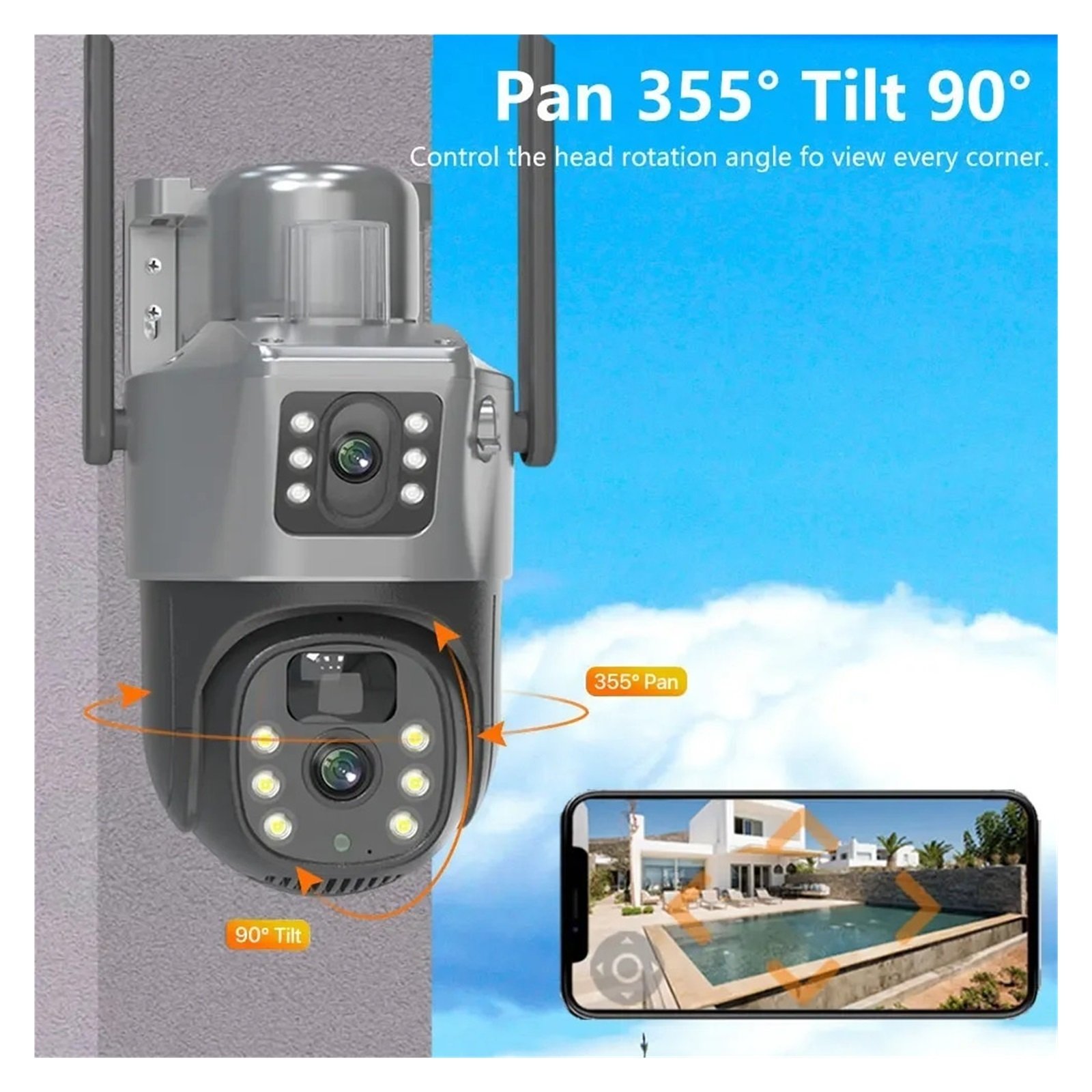 Senhuo 4K 8 Million Solar PTZ Camera WIFI Dual Lens Security CCTV Zoom Humanoid Tracking Record Outdoor Wireless Monitoring