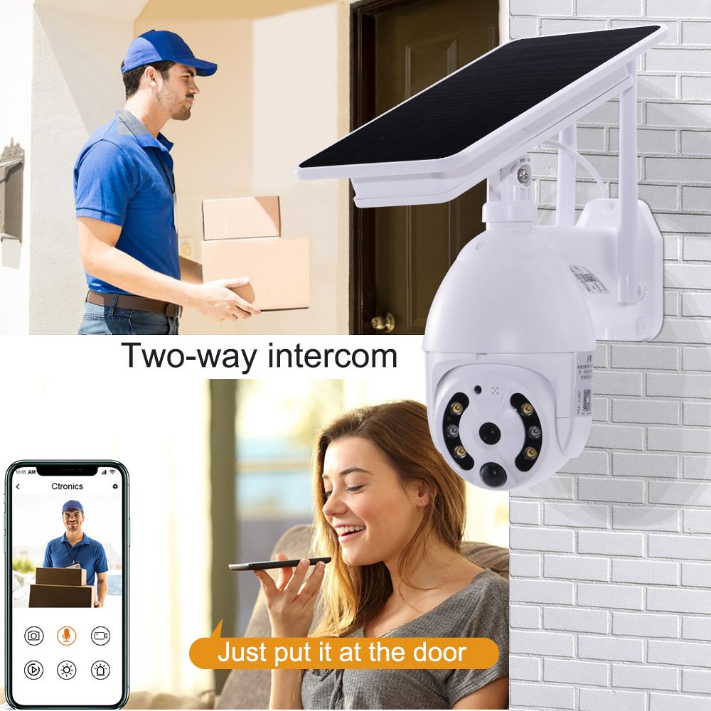 TecDeft low power 4MP CCTV Video Surveillance ip camera solar power 8W Solar Panel PTZ 4G Camera