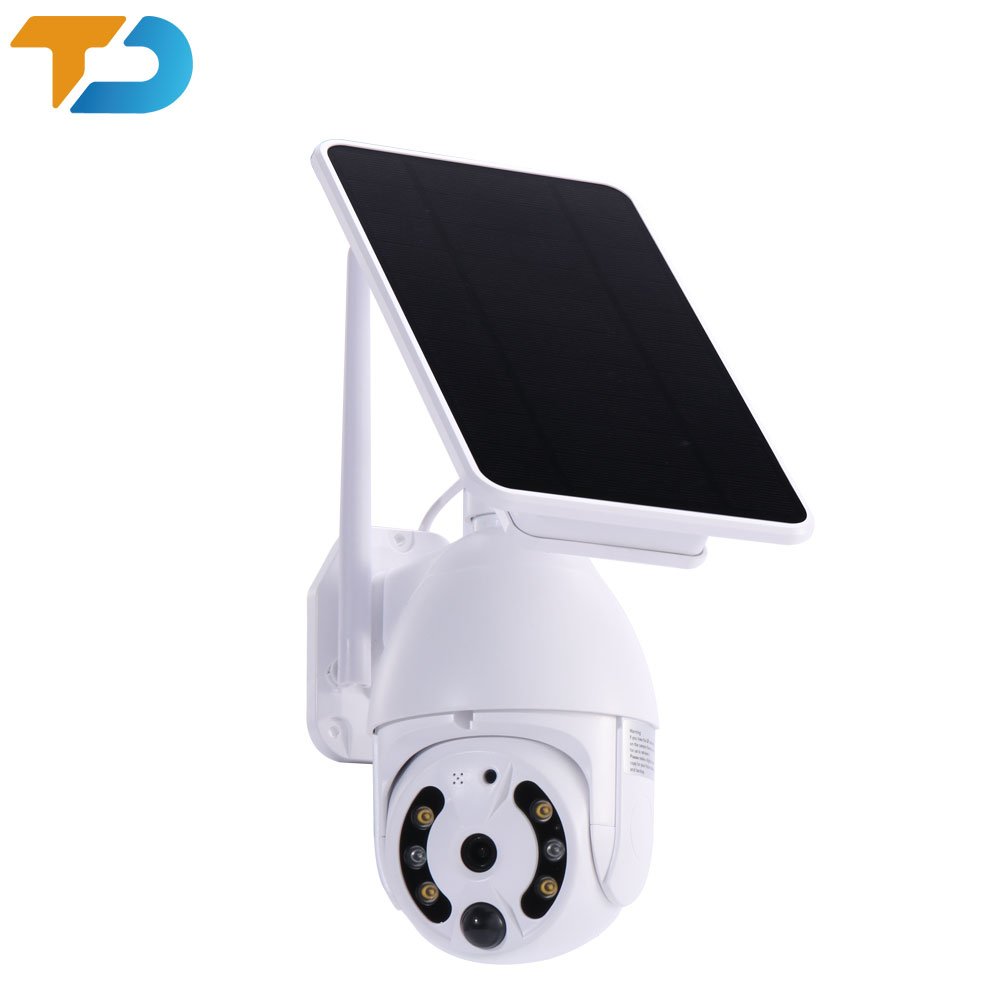 TecDeft low power 4MP CCTV Video Surveillance ip camera solar power 8W Solar Panel PTZ 4G Camera