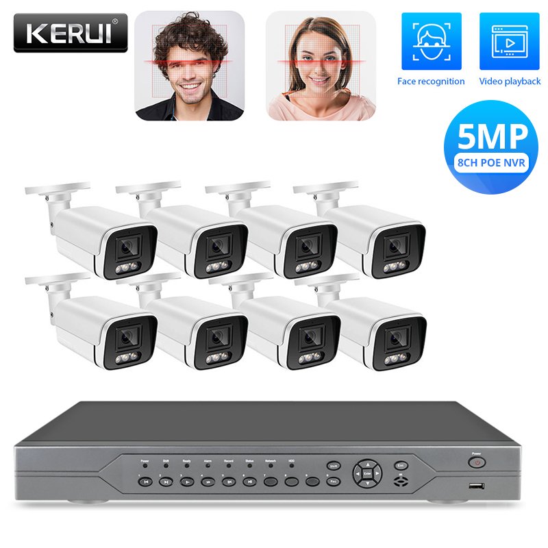 KERUI 5MP NVR 16CH Camera System Surveillance Home Wireless CCTV Security Cameras NVR System POE Outdoor IP NVR Set Kit
