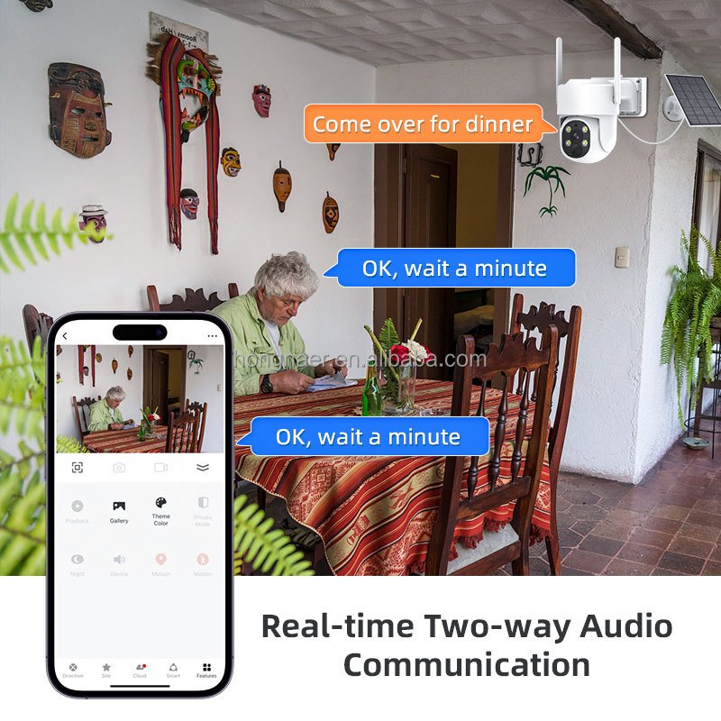 4MP CCTV Kit Wireless Solar Panel Power Security PTZ Camera System Wireless WiFi Outdoor Solar CCTV Camera Surveillance System