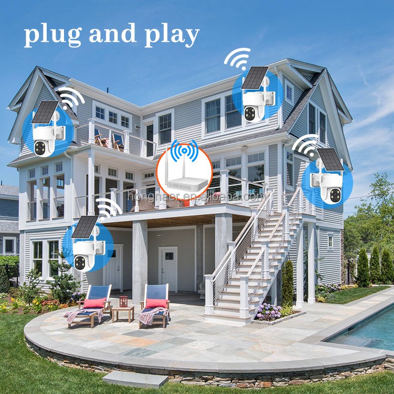 4MP CCTV Kit Wireless Solar Panel Power Security PTZ Camera System Wireless WiFi Outdoor Solar CCTV Camera Surveillance System